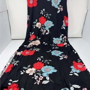Floral Black Maxi Skirt